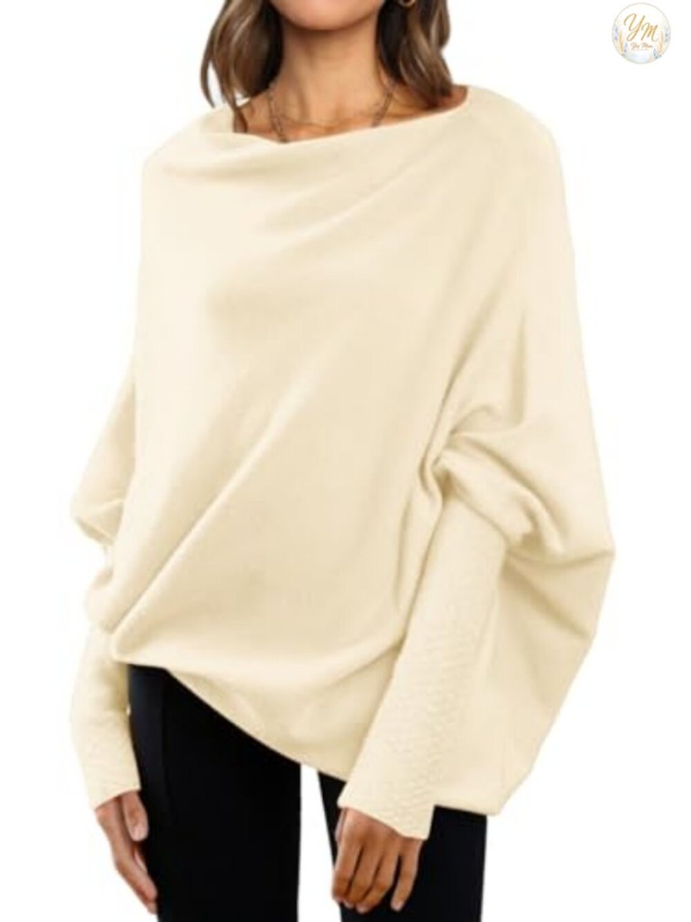 Oversized Batwing Sweater Dressy Casual Asymmetrical Tunic 50% Viscose